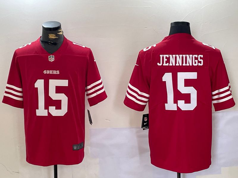 Men San Francisco 49ers #15 Jennings Red 2024 Nike Vapor Limited NFL Jersey style 3